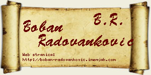 Boban Radovanković vizit kartica